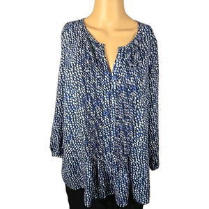 Black Saks Fifth Avenue Women's Blue Button Down 3/4 Sleeve Blouse Size Small